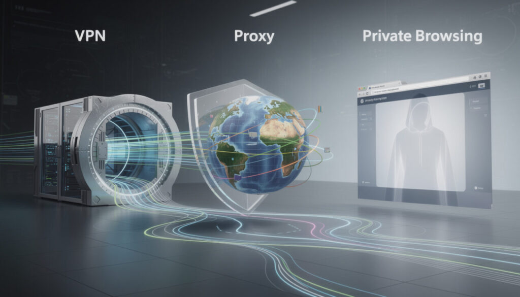 découvrez les différences entre vpn, proxy et navigation privée pour protéger votre vie en ligne et choisir la meilleure solution de confidentialité.